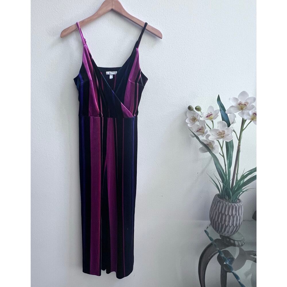 Velvet Black with Pink Stripe Wide Leg Romper Speechless Jumpsuit‎ Women's Sz S